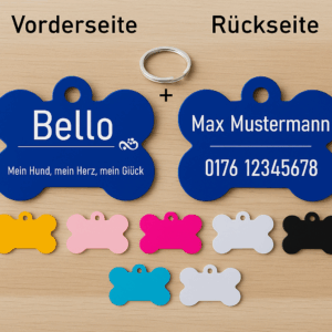 Hundemarke mit Gravur Aluminium personalisiert – 7 Farben | CRAFT-LASER
