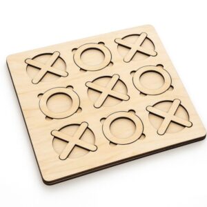 Tic Tac Toe Holzspiel 4mm Pappel handgefertigt Lernspiel Familie Kinder Geschenk