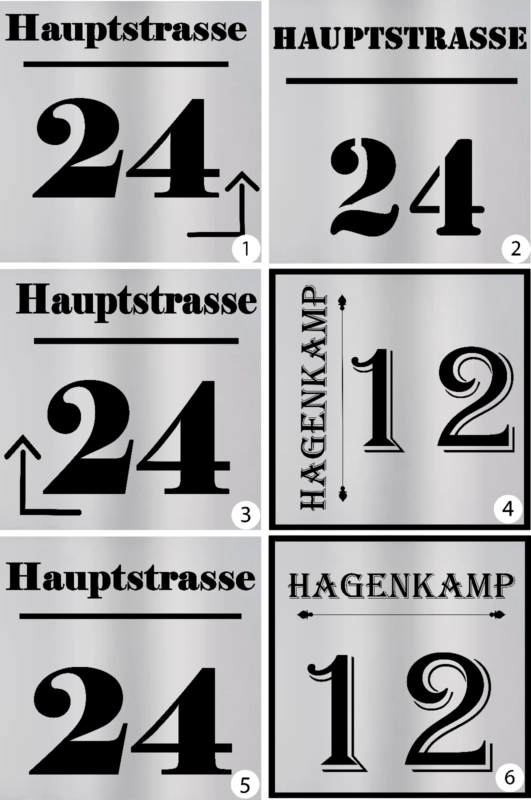 Hausnummer Individuell 10x10 Edelstahl Schild graviert Motiv Geschenk wetterfest