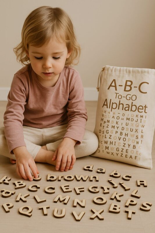 Kinder Lernspielzeug Alphabet Holzbuchstaben Set 52/104tlg bemalbar handmade – Bild 3