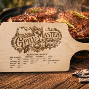 Grill Master Grillbrett Schneidebrett aus Erlenholz mit Gravur, Servierbrett