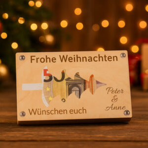 Weihnachts-Geldgeschenk aus Holz mit pers&ouml;nlicher Gravur
