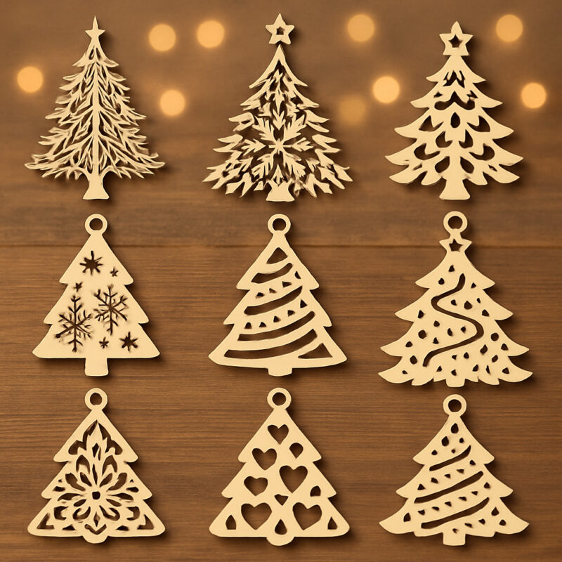 Weihnachtsbaum Anhänger, Christbaumschmuck aus Pappelholz 4 mm, 130 mm hoch
